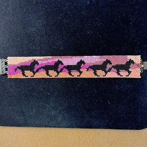 Beaded Western Bracelet with Running Horses